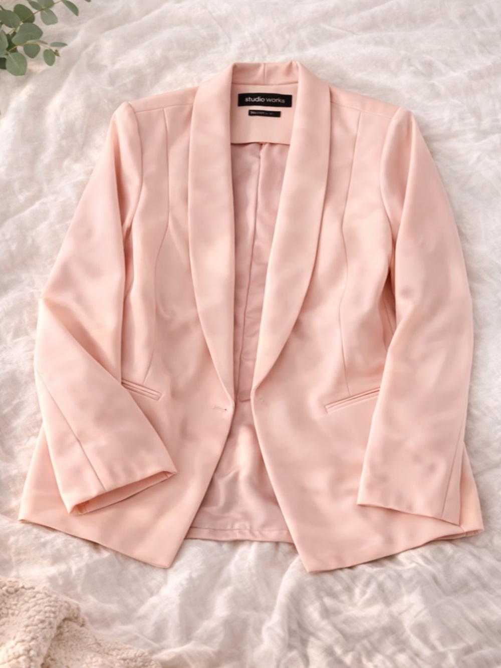 Studio Works Light Blush Pink Shawl-Collar Blazer